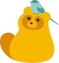 たぬきくんとおながのブルーのいらすと